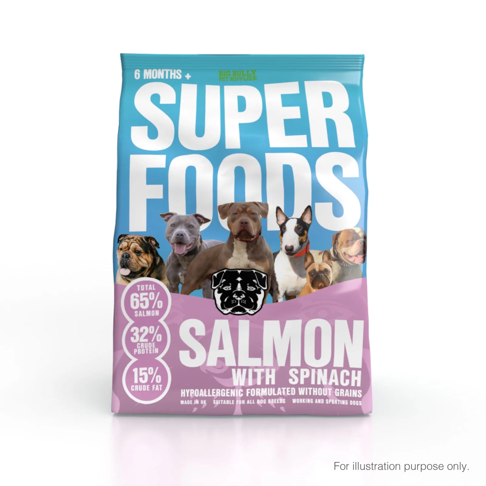 BIG BULLY SUPERFOODS (12KG) AVAILABLE IN 3 DELICIOUS FLAVOURS DUCK, ANGUS BEEF AND SALMON BIG BULLY SUPERFOODS (12KG) AVAILABLE IN 3 DELICIOUS FLAVOURS DUCK, ANGUS BEEF AND SALMON